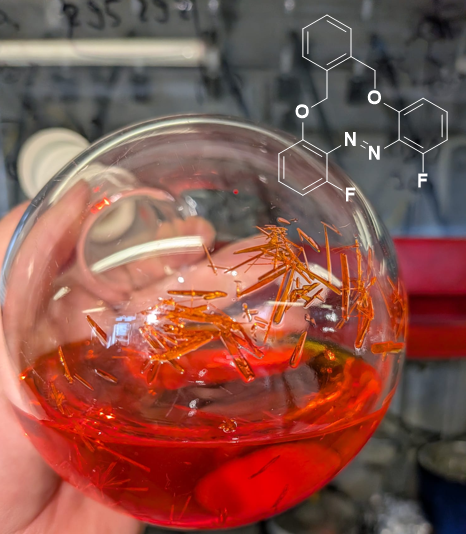 Azobenzene molecular-switch crystals with molecular structure overlay